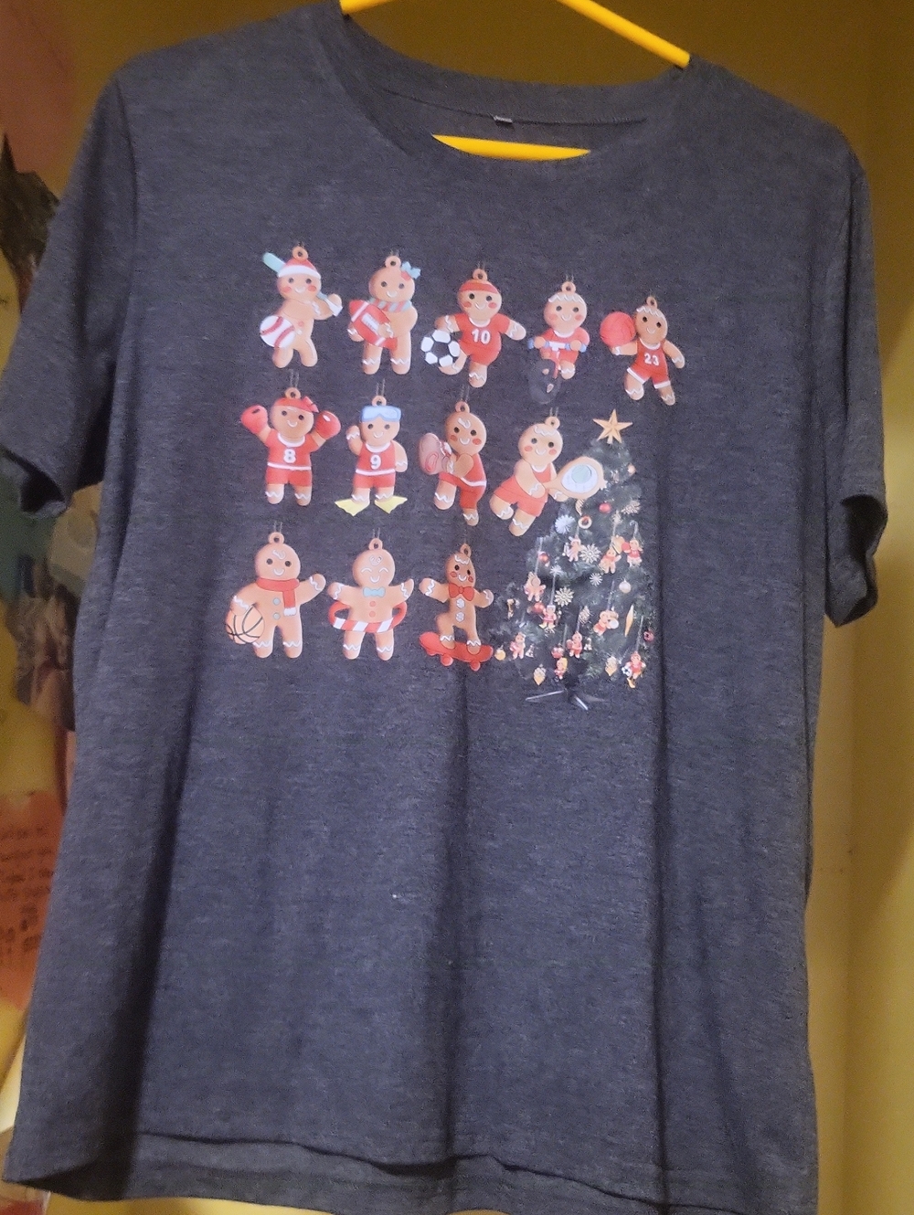 Womens Navy Graphic Gingerbread Sports Tee